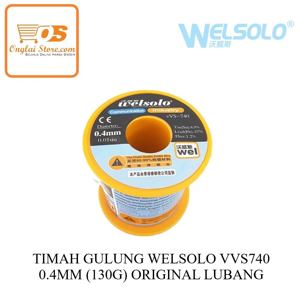 TIMAH GULUNG WELSOLO VVS-740 0.4MM [130G] LUBANG ORIGINAL